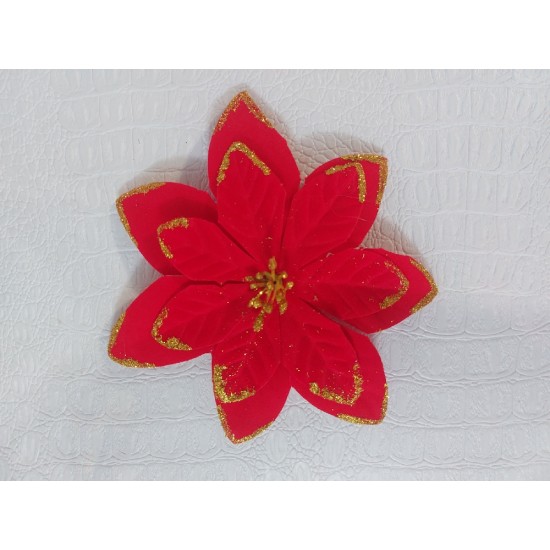 Новогодние украшения 14 см "Пуансетия",цв  красный, цена за 1 шт